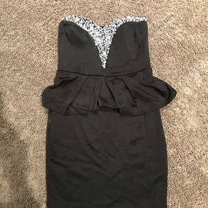 Black Gem Strapless Dress